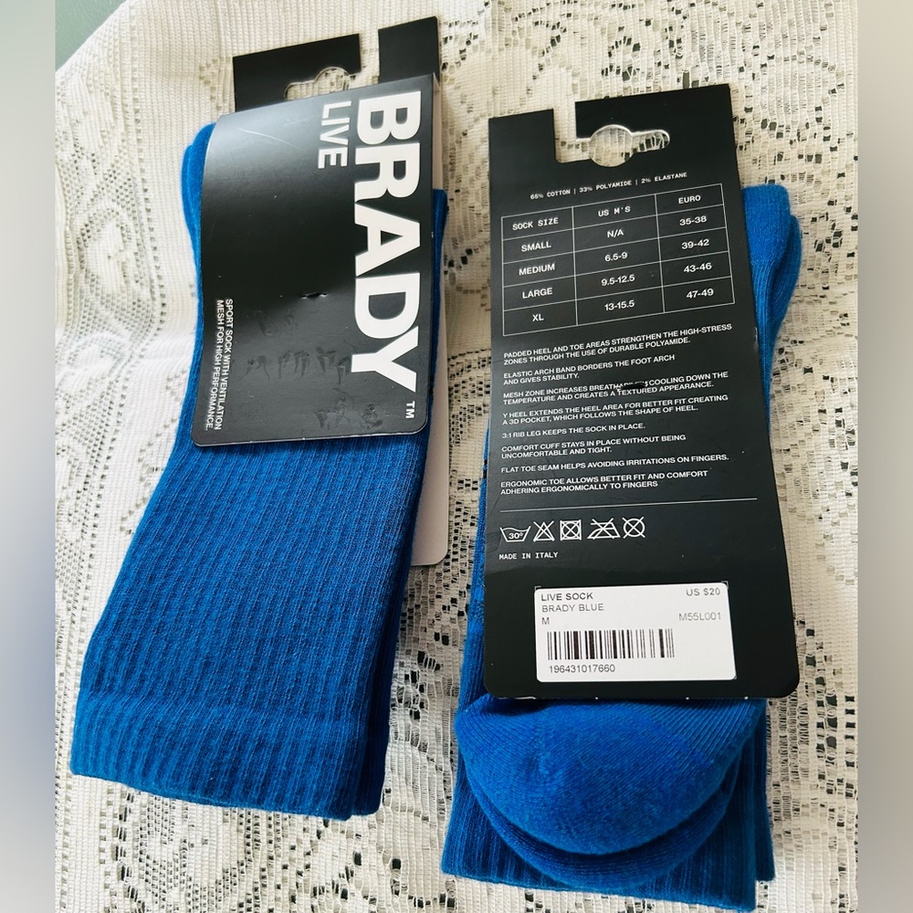 Brady Live 2 Pr. Performance Socks Men Youth NEW Fits Shoe 6.5-9